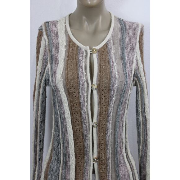 Simply Natural Cardigan Alpaca Long Sleeve Sweater Gray Brown Peru Size S - Picture 2 of 13